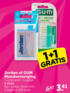  1 2 100 dental sticks double blended thin fluoride mint sunstar gum picks original fluor jordan mondverzorging combineren stuks regular medium 