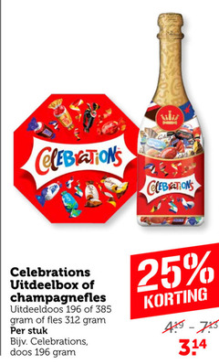  25 celebrations uitdeelbox champagnefles uitdeeldoos fles stuk doos 3 14 