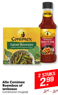  2 350 portion kca conimex sajoer boontjes boemboe zoet kruidige wok woksaus sweet sour zuur combineren stuks 5 4 