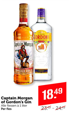  1 captain morgan original london dry gin spiced gold spirit flessen liter fles 