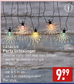  3 party lichtslinger bollen zonne energie lengte ca. voedingskabel stuk 