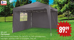  3 jaar belavi partytent aluminium frame ca. grondpinnen haringen spankoorden draagtas 