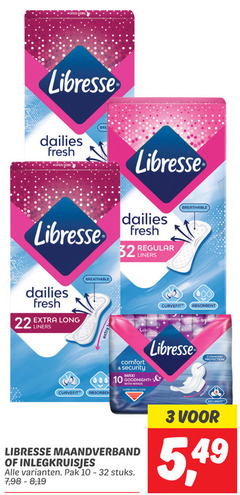  3 10 22 32 open libresse dailies fresh regular liners breathable absorbent comfort security maxi goodnight with wings super flow protection maandverband inlegkruisjes pak stuks 7 19 securefit 5 