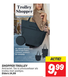  trolley shopper ultieme opvouwbare compact creeer binnen seconden dubbel opbergruimte tas open ritsen vouwen antraciet uitvouwbaar wieltjes elders 14 99 9 