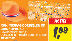  oorhangers koningsdag oorbellen cowboyhoed oranje tompouce donut kroon elders 6 99 1 