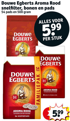  douwe egberts koffie koffiepads koffiebonen 500 aroma rood snelfilter bonen pads stuk meester joure koffiebranders evenwichtig rond snelfiltermaling 