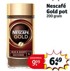  nescafe oploskoffie 6 200 gold pot rijk zacht zorgvuldig gebrande arabica koffiebonen 