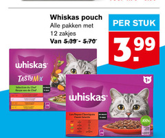  12 100 whiskas pouch pakken zakjes stuk 3.99 tasty mix du chef les repas classiques classic sauce saus 