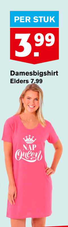  dames bigshirt stuk 3.99 damesbigshirt elders queen 