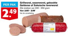  200 250 pak grillworst ossenworst gekookte gelderse saksische leverworst stukken 3.99 versafdeling 