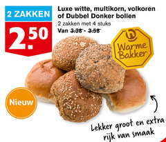  2 4 luxe witte multikorn volkoren zakken dubbel donker bollen 50 stuks warme bakker rijk 