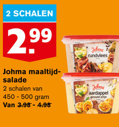  2 450 500 schalen johma maaltijd salade rundvlees aardappel gevuld eitje 