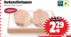  2 varkensfiletlappen naturel pak stuks vleeschmeesters beter leven 