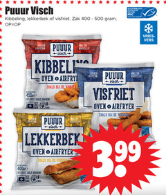  12 400 500 kibbeling lekkerbek visfriet zak knapperig gewicht oven visboer zakje kruiden visserij www.msc.org nl airfryer vries vers 3.99 