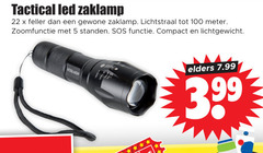  5 22 100 tactical led zaklamp feller gewone lichtstraal meter zoomfunctie standen sos functie compact lichtgewicht elders 3.99 