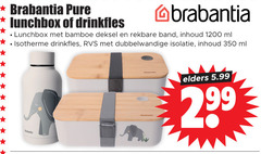  350 brabantia lunchbox drinkfles bamboe deksel rekbare band inhoud ml rvs dubbelwandige isolatie elders 5.99 2 99 