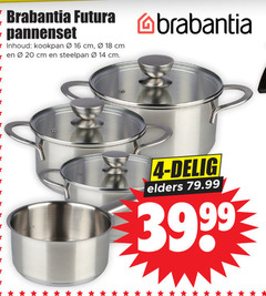  4 14 16 18 20 brabantia futura pannenset inhoud kookpan cm steelpan delig elders 