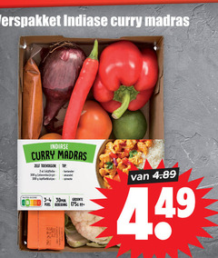  2 300 verspakket indiase curry madras zilvervlies rijst kipfiletblokjes tip spinazie nutri score groente pp pers 