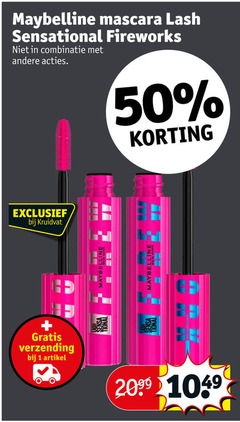  1 50 2099 maybelline mascara sensational fireworks combinatie kruidvat verzending artikel sensa 