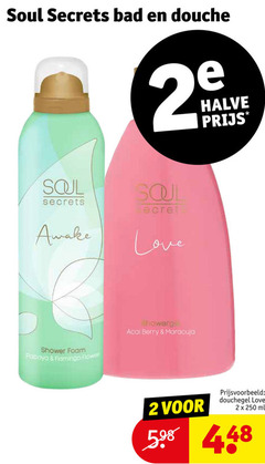  2 250 soul secrets bad douche halve awake love shower foam papaya flamingo flower showergel acai berry maracuja douchegel ml 