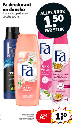  150 500 fa deodorant douche multipakken ml stuk vitalizing body without sense divine moments coma gentle to skin showen cream pink passion like rose passionfruit feel refreshed coconut water scent longdrinkglas lasting protection friendly formula deospray 