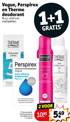  1 2 150 vogue perspirex therme deodorant multipakken anti transpirant bescherming transpiratie kalmerende original effective anti-perspirant roll new improved formula women extravagant perfume fragrance flowers and sweet fruits zen white lotus controls sweat odour for days active skin care system deospray ml relax body mind 