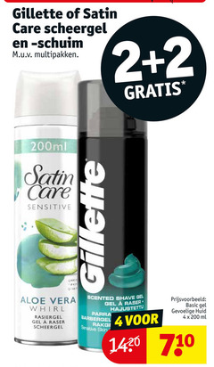  2 4 200 gillette satin care scheergel multipakken 200ml sensitive aloe vera whirl rasiergel gel raser scented shave parra skin basic gevoelige huid ml 