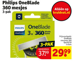  3 4 50 360 philips oneblade mesjes pak blade kruidvat.nl 3x navulmes stuks 