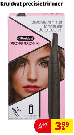  kruidvat precisietrimmer tondeuse professional 1x aaa battery washable head included 