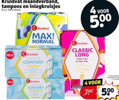  4 45 100 500 kruidvat maandverband tampons inlegkruisjes katoen 50 maxi normal new easy comfort comfortabel verwijderen 16x satin sense cover and classic slips langere vorm discreet longue soft super inleg stuks 