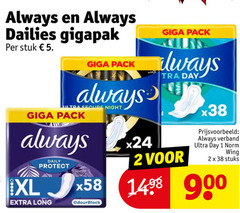  1 2 5 always dailies gigapak stuk giga pack secure night daily protect day verband ultra wing stuks 90 