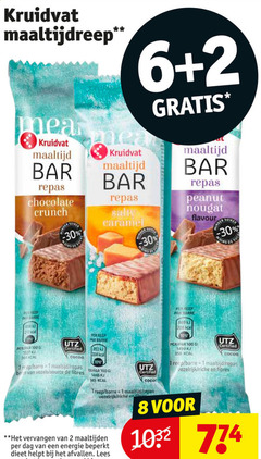  1 2 6 8 10 11 30 64 100 350 nb863 kruidvat maaltijdreep maaltijd bar repas peanut chocolate crunch barre salty caramel minder moins reep certified cocoa coco vezels source vezelrijk riche vervangen maaltijden dag energie beperkt dieet afvallen lees nougat flavour bunker 