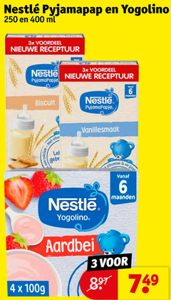  3 4 6 250 400 yogolino ml 3x voordeel nieuwe receptuur nestle pyjamapapje biscuit maanden vanillesmaak calcium 100g aardbei vitamine ijzer 