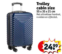  4 35 55 trolley cabin size cm uittrekbaar handvat wielen cijferslot 