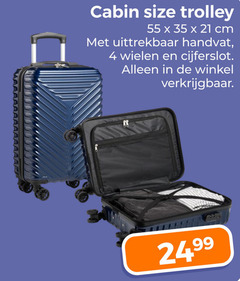  4 35 55 cabin size trolley cm uittrekbaar handvat wielen cijferslot 