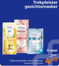  5 trekpleister gezichtsmasker x2 q10 sheabutter glamour effect off masker egaliserend fruit sheet serum infused gladde huid intense hydratatie stuks 