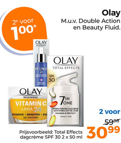  2 24 30 50 100 2e olay regenerist double action beauty fluid retinol nachtserum total effects serum nuit sans parfum vitamin brighten gel dagcreme one hydraterende hydratant jour protect ml 