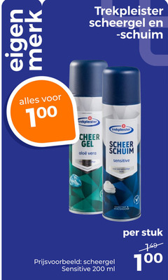  100 200 merk trekpleister scheergel gel vera scheer schuim sensitive gevoelige effectief verzorgend ml stuk 