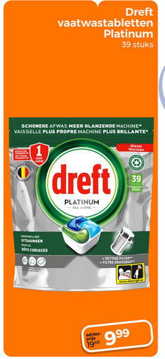  1 dreft vaatwastabletten platinum stuks schonere afwas glanzende machine vaisselle propre briljante nouveau reiniging nettoyage belge gemaakt keer all one uitdagingen pour les coriaces vettige filter graisseux 