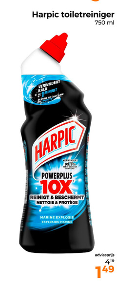  1 750 harpic toiletreiniger ml verwijdert kalk le calcaire 99 9 bacterien des bacteries powerplus 10x reinigt beschermt nettoie marine explosie explosion 