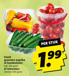  300 400 snack groenten paprika komkommer bak tomaatjes emmer stuk 