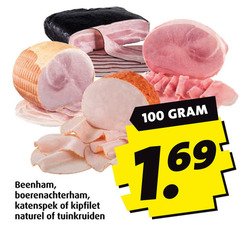  100 beenham boerenachterham katenspek kipfilet naturel tuinkruiden 