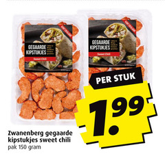  150 gegaarde kipstukjes sweet chili kant klaar zwanenberg pak stuk 