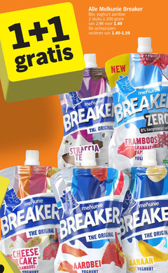  1 2 200 melkunie breaker yoghurt aardbei stuks varieeren new breakers original zero framboos granaat yogi cheese cake banaan 