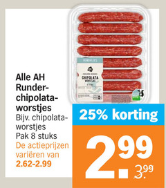  8 25 rundvlees runder chipolata worstjes pak stuks varieeren 3.99 