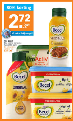  3 30 100 600 1 becel hart original margarine kuipje varieeren plantaardig pro-activ verlaagt cholesterol natuurlijke wijze vlees jus 3x omega3 olijfolie light rijk omega 