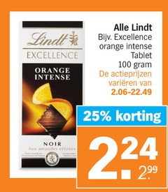  25 100 lindt excellence orange intense noir aux amandes tablet varieeren 