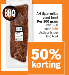  50 100 bbq spareribs zoet actieprijs kilo 