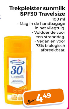  30 100 trekpleister sunmilk spf30 travelsize ml handbagage vliegtuig stranddag biologisch afbreekbaar 