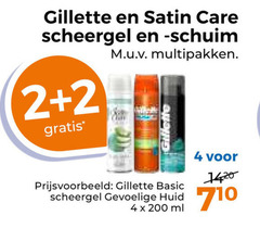  2 4 200 gillette satin care scheergel multipakken basic gevoelige huid ml 